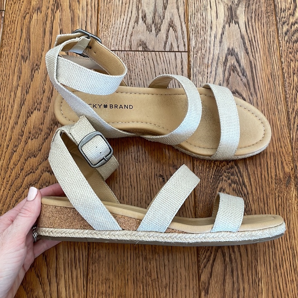 Lucky Brand ankle strap wedge sandals